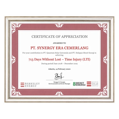 713 Days Without Lost Time Injury (LTI) 2019